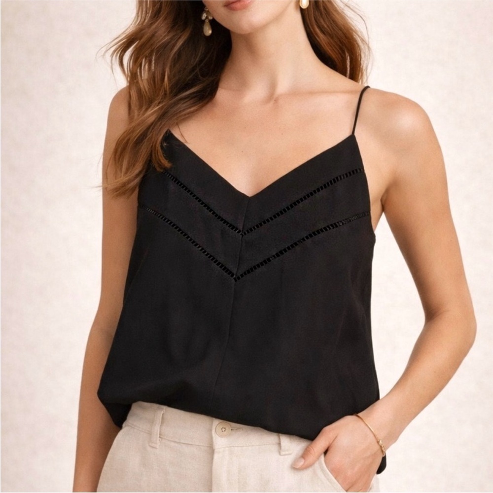 Paper Crane Black V-Neck Lace-Trim Camisole